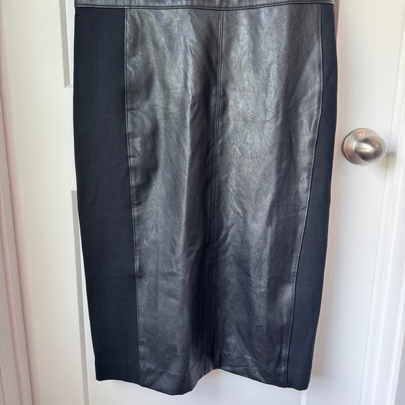 SPANX Combo Leather Like Luxe Sheath Black Vegan Stretch Dress Large LIKE NEW - Picture 8 of 13